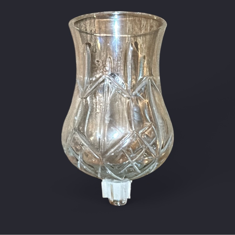 Vintage Large Criss Cross Diamond Clear Glass Candle Votive Holder